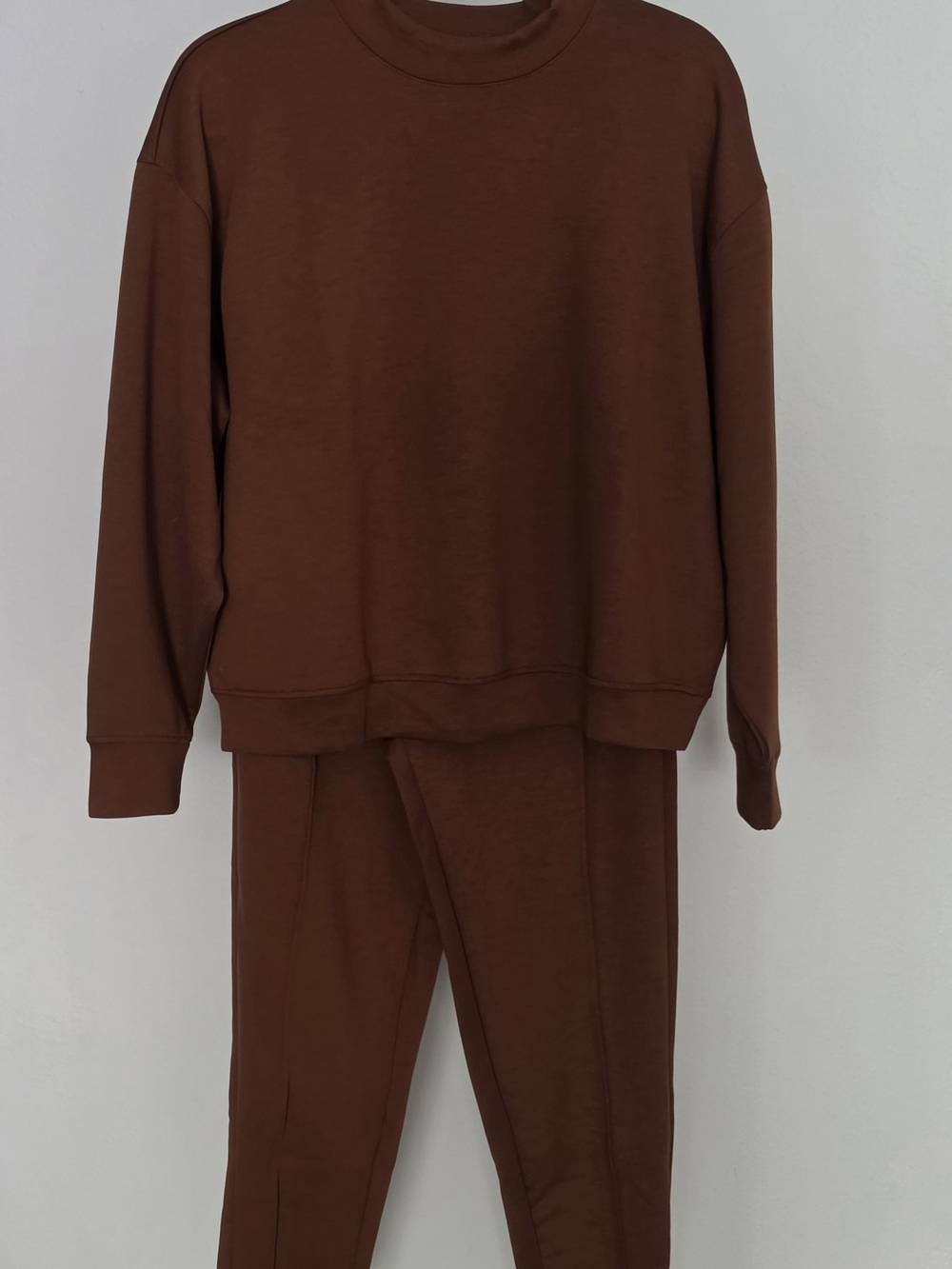 Zenana Outfitters Brown Scuba Set With Pintuck Pocket Pants